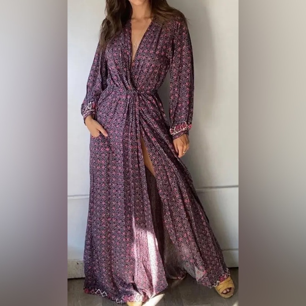 Anthropologie NAT  Wrap Duster Dress Floral Maxi small NWT cottage core